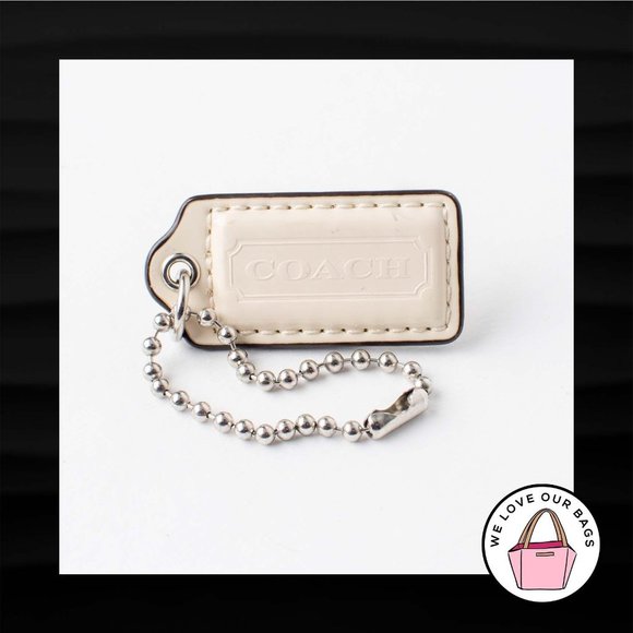2" Medium COACH WHITE IVORY PATENT LEATHER KEY FOB - Picture 1 of 1